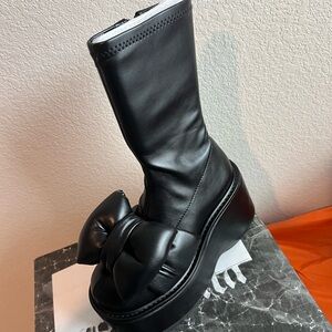 Dolls Kill Black Platform Boots with Bow